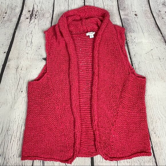 J.JILL Pure Jill coral red knit cotton vest size M - Picture 11 of 12
